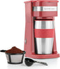 Mixpresso Personal Single-Serve Coffee Maker & 14oz Travel Mug, Drip Small Tumbler With Auto Shut Off & Reusable Filter, Red, Compatible With Coffee Grounds