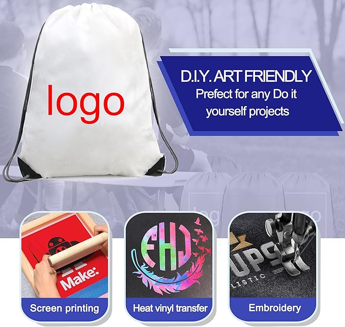 BeeGreen Drawstring Backpack Bags 20,30,50 Packs Reflective String Bags for Gym Sport Trip Cinch Sack DIY for Women Men