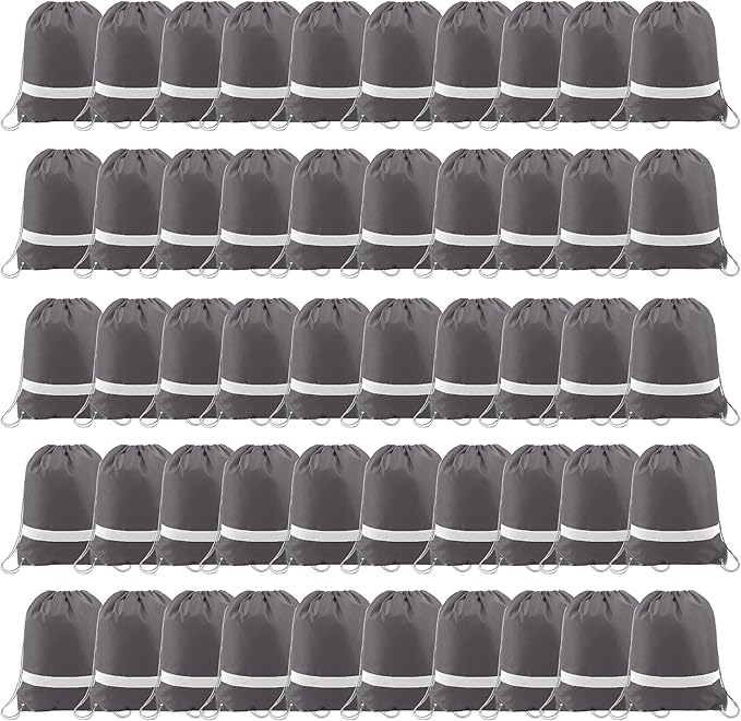 BeeGreen Drawstring Backpack Bags 20,30,50 Packs Reflective String Bags for Gym Sport Trip Cinch Sack DIY for Women Men