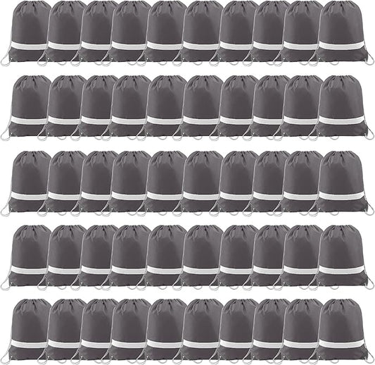 BeeGreen Drawstring Backpack Bags 20,30,50 Packs Reflective String Bags for Gym Sport Trip Cinch Sack DIY for Women Men
