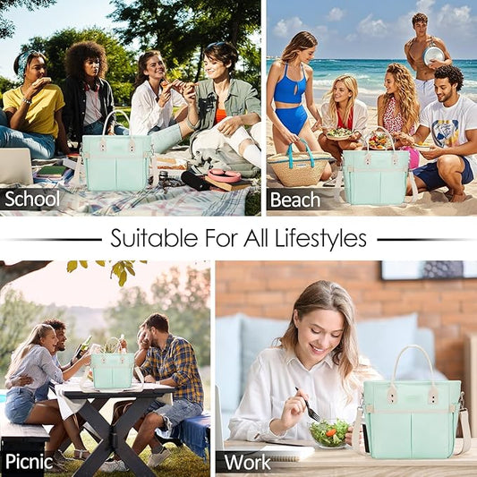 MAXTOP Lunch Bag Women for Work Insulated Thermal Lunch Box with Wide-Open Pocket Reusable Leakproof Cooler Bags with Removable Shoulder Strap for Teacher Nurse Office Picnic Travel