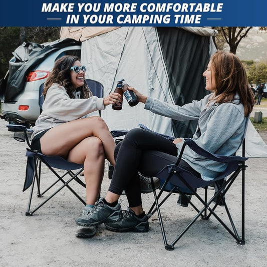 2PCS Folding Outdoor Beach Camp Chair with Cup Holder, Storage Pocket, Waterproof Bag Outdoor Arm Chair, Supports 225LBS, Cyan