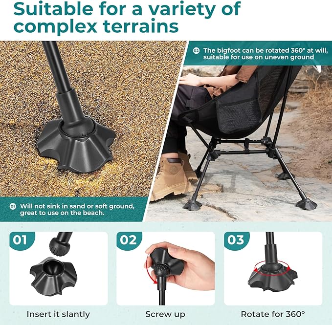 ATEPA Backpacking Chair, Ultralight Folding Portable Small Camping Chairs for Adults Compact Foldable Beach Seat with Anti-Sinking Feet & Aluminum Frame for Outdoor Hiking Travel Fishing