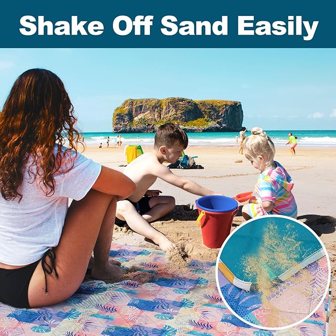 Picnic Blankets Extra Large, Waterproof Sandproof Packable Outdoor Beach Blanket Oversized 73x59”, 3-Layer Picnic Mat for Camping Hiking Travel Park with Easy-Carrying Tote Bag (Yellow Leaves)