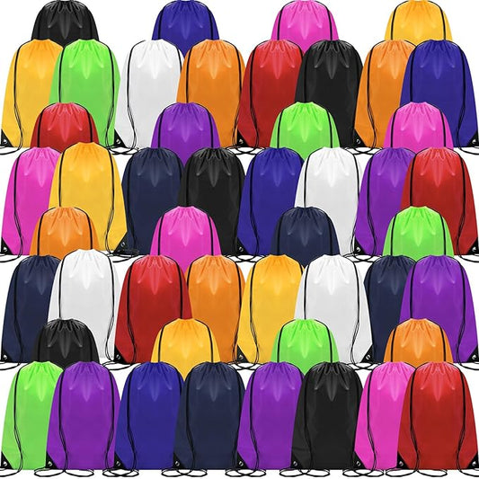 Shappy 60 Pcs Drawstring Backpack Bulk Sports Gym Cinch Bag Polyester String Bag for Men Women(10 Colors)