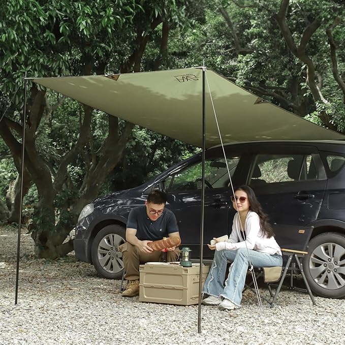 Portable Car Awning for SUV, 10 x 5.6 FT Van Truck Awning for Camping, Needn't Roof Rack Hardwares Waterproof UV50+