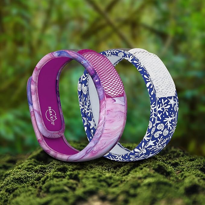 PARA'KITO Mosquito Repellent Bracelets + Refill Pellets Bundle, Mosquito Bracelets, Peppermint Oil, DEET Free Mosquito Repeller, Hiking & Camping Accessories, 2 Wristbands & 2 Refills (Saturn + Reef)