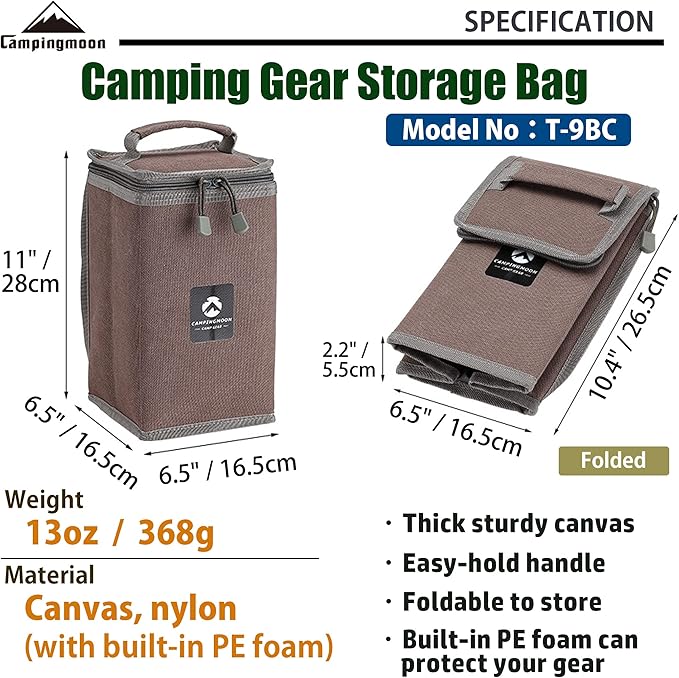 CAMPINGMOON Camping Gear Lantern Storage Case T-8,T-9