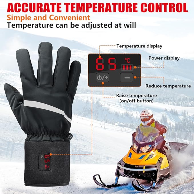 ZAPAL Heated Gloves for Men Women Rechargeable, Winter Ski Gloves, Waterproof Touchscreen Heated Thin Gloves for Climbing Hiking Cycling Camping (Size:M)