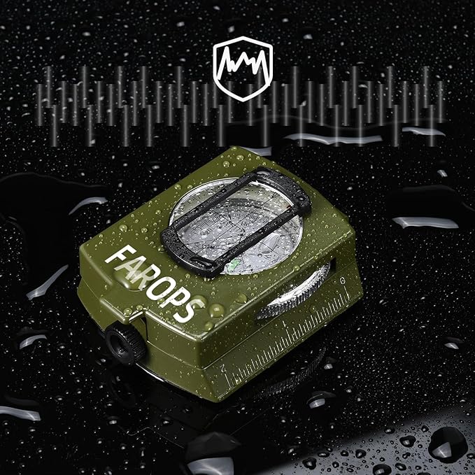 Military Lensatic Sighting Compass Survival with Carrying Bag, Compass for Hiking,Waterproof and Shakeproof, Army Green