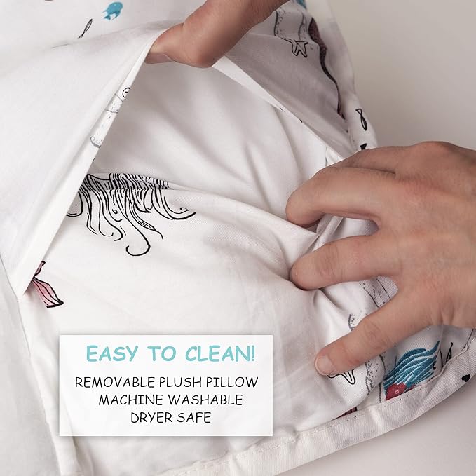 JumpOff Jo - Toddler Nap Mat - Sleeping Bag for Kids with Removable Pillow and Ultra Soft Blanket for Preschool, Daycare, and Sleepovers - Mermaids