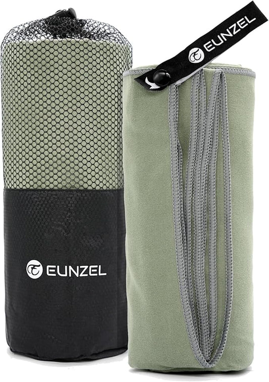 Eunzel Quick Dry Camping Towel, Microfiber Travel Towel Super Absorbent Fast Drying Towel for Camping, Beach, Gym, Backpacking, Yoga & Swimming(24" x 48", Army Green)