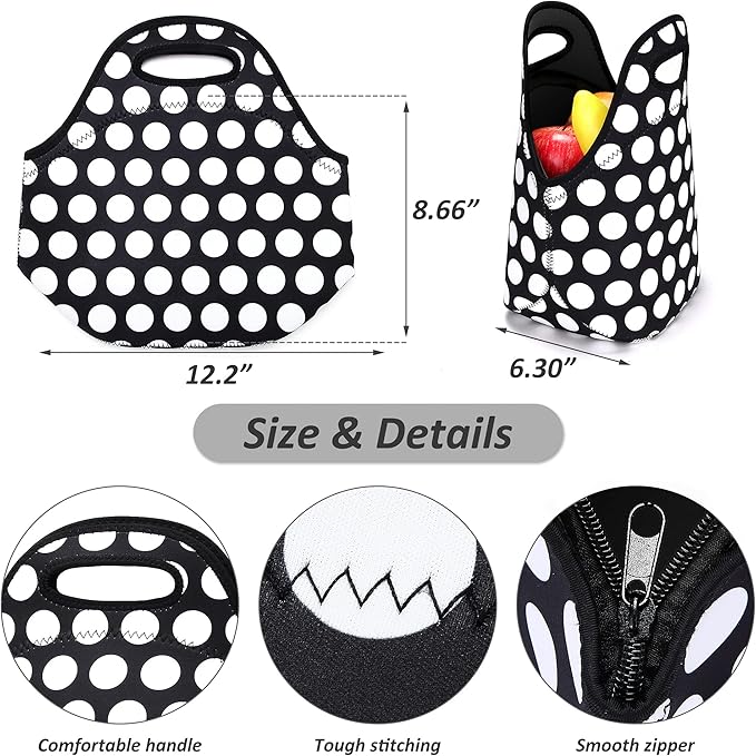 Neoprene Lunch Bags Thermal Insulated Lunch Tote Bag Reusable Washable Neoprene Picnic Bag for Women Men