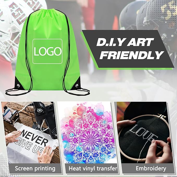 Shappy 50 Pcs Drawstring Backpack Bulk Sports Gym Cinch Bag Polyester String Bag for Men Women Children(10 Colors)