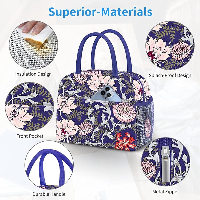 Lunch Bag Lunch Box for Women Men Reusable Insulated Lunch Tote Bag,Leakproof Thermal Cooler Sack Food Handbags Case High Capacity for Travel Work Picnic Beach,Orchid