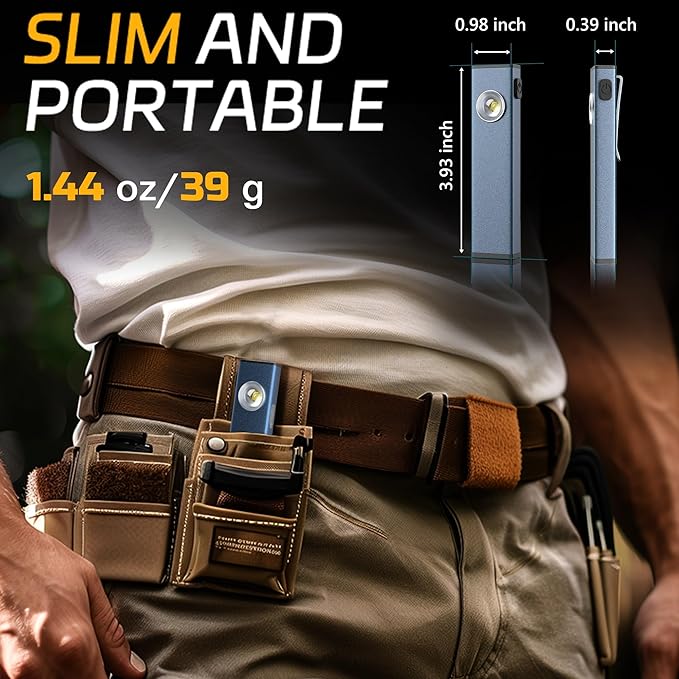 lexall Rechargeable Work Light, 600 Lumens Portable LED Flashlight, Magnetic COB Flat Task Light with Pocket Clip, 3 Modes, Pocket Pen Inspection Light for Repairing, Camping, Hiking, Emergency（1 Pc）