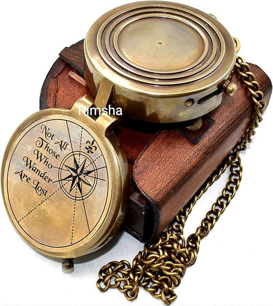 Nautical Pocket Compass Not All Those Engraved Brass Camping Compass Engraved Pocket Compass for Trekking Survival Outdoor Item by SANA Nautical Compass, 5 x 5 x 1.8''