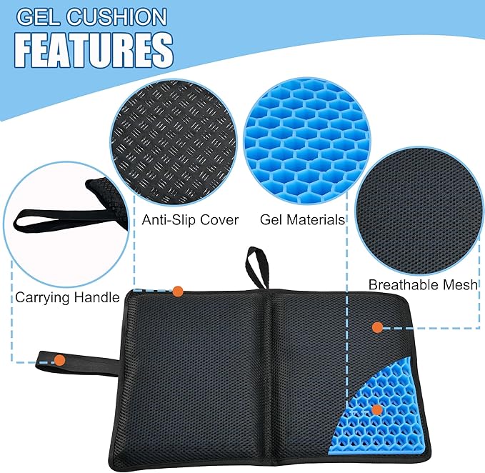 SABADO Portable Stadium Seats Cushions,Gel Airplane Seat Cushion,Foldable Travel Seat Cushion for Bleacher Stadium Camping