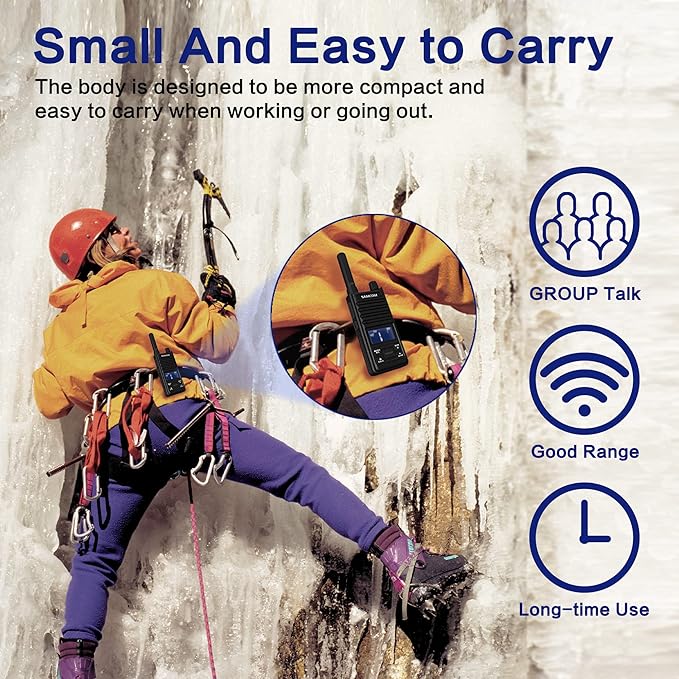 Samcom T2 GMRS Two Way Radio, 2 Watt Long Range Walkie Talkies for Adults, 121 Privacy Codes Type C Rechargeable Walkie Talkies with USB Earpiece, NOAA Weather Alerts, Scan, Group Talk(2 Pack Black)