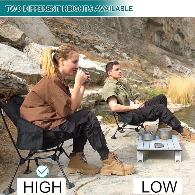 ATEPA Backpacking Chair, Ultralight Folding Portable Small Camping Chairs for Adults Compact Foldable Beach Seat with Anti-Sinking Feet & Aluminum Frame for Outdoor Hiking Travel Fishing