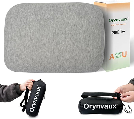 Memory Foam Camping Pillow, Portable Travel Pillow with Breathable Detachable Pillowcase, Compact & Lightweight for Camping, Hiking, Backpacking, Airplane Travel, Includes Storage Bag
