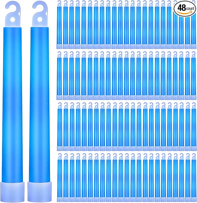 Sotiff 48 Pcs 6 Inch Large Bright Glow Sticks Light Sticks Emergency Chem Safety Glow Sticks with 12 Hours Duration for Survival Hiking Outdoor Camping Dark Party Activities Blackout Storm