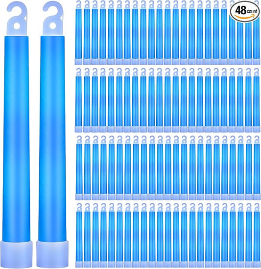 Sotiff 48 Pcs 6 Inch Large Bright Glow Sticks Light Sticks Emergency Chem Safety Glow Sticks with 12 Hours Duration for Survival Hiking Outdoor Camping Dark Party Activities Blackout Storm