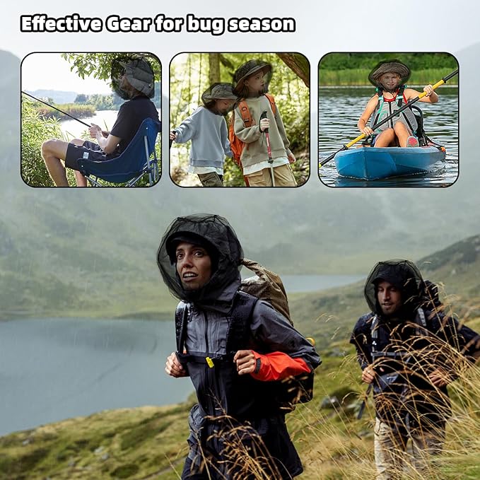 Wholelovein 8 Pack Mosquito Covers Wearable Head Net Face Mesh Protecting Net Mosquito Fly Insects Bugs