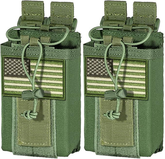IronSeals 2 Pack Tactical Molle Adjustable Interphone Storage Bag Outdoor Sports Radio Pouch for Two Ways Walkie-talkie