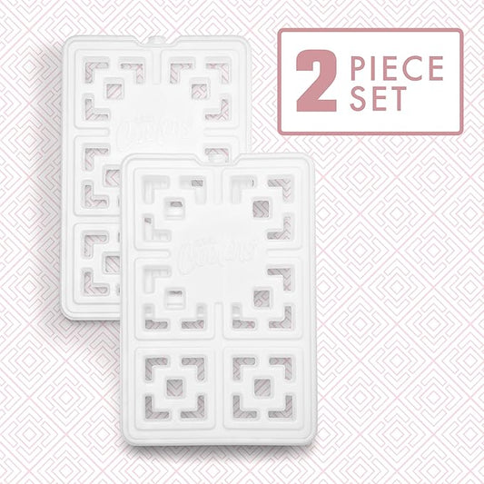 Cool Coolers Fashion Ice by Fit & Fresh, 2 Pack XL Slim Ice Packs, Unique Ice Pack Design for Womens Lunch Bag, Space Saving Reusable Ice Packs for Lunch Boxes, Cooler Ice Packs, Pearl White, 2PK