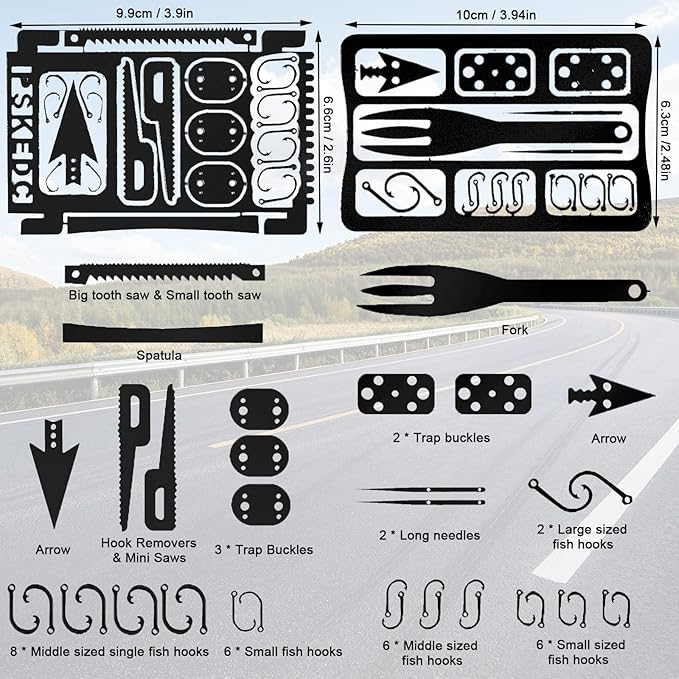 Survival Card Multitool Camping Fishing Tool with Fishing Line and Survival Credit Card Tools EDC Wallet Multifunctional Survival Tool for Outdoor Hunting Fishing Hiking