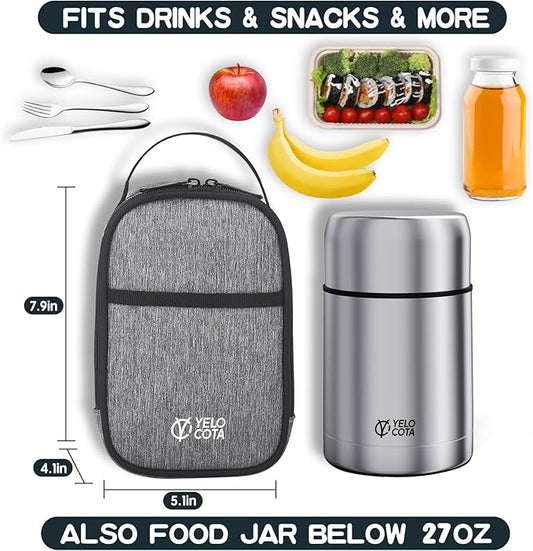 Mini Thermal Bag, Snack Bag, Insulated Lunch Bag, Lunch Cooler Bags, Exact Designed for Insulated Food Jar below 27oz, Lunch Tote Bag for Child,Men,Women …
