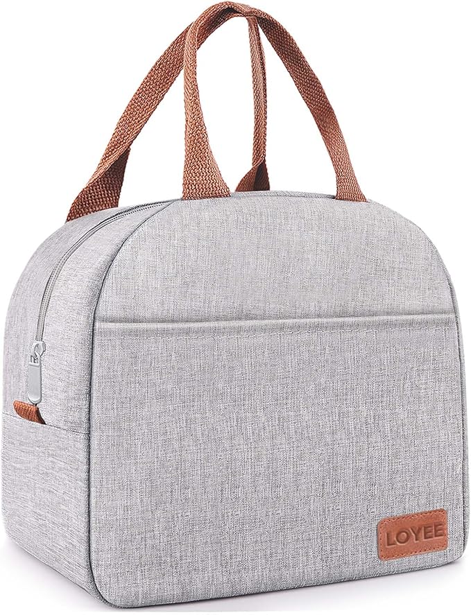 Lunch Bag Lunch Box for Women & Men, Large Capacity Insulated Lunch Bag for Adult, Leakproof Reusable Lunch Tote Bags for Work/Office/Travel/Picnic (Grey)
