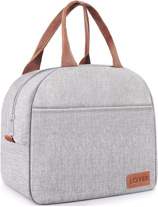 Lunch Bag Lunch Box for Women & Men, Large Capacity Insulated Lunch Bag for Adult, Leakproof Reusable Lunch Tote Bags for Work/Office/Travel/Picnic (Grey)