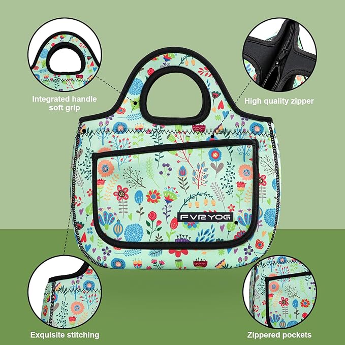 Lunch Bag for Women Soft Neoprene Lunch Bag Lightweight, Thermal Insulated and Reusable Lunch Bag for Women Men