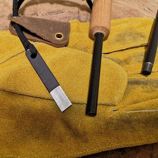 BSGB Ferro Rod Fire Starter with Wood Handle 5/16" Inch Survival Magnesium Ferro Rod with Striker & Paracord Rope Camping Survival Kit