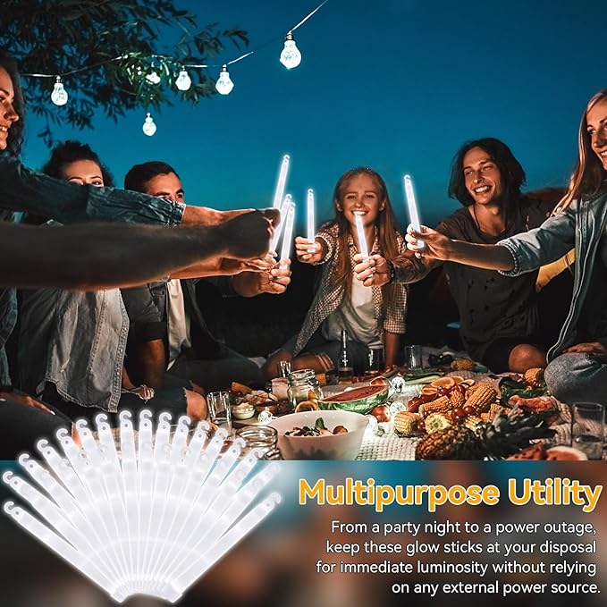 Shappy 30 Pcs 6 Inch Glow Sticks with 12 Hour Duration Bright Emergency Light Sticks for Camping Hiking Activities Glowsticks for Party Bulk Accessories