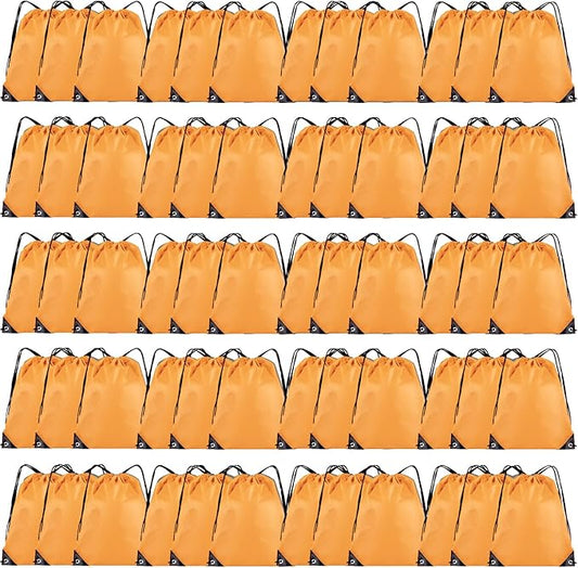 60 Pieces Drawstring Backpack Bulk Cinch Sackpack Ployster Drawstring Bags for Gym Party Trip(Orange)
