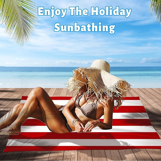 Beach Towel Beach Blanket - 31 x 51 inch Stripe Quick Dry Absorbent Towel, Beach Essentials for Swimmers Best Beach Gifts for Travel, Swim, Camping