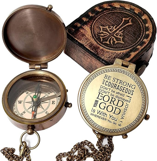 Brass Nautical - Brass Compass Engraved Gift for Son, Grandson, Daughter, Baptism, Confirmation Communion Godson Church Graduation Day