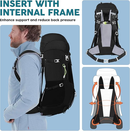 N NEVO RHINO Internal Frame Hiking Backpack 50/60/65/70/80L, Mountain Climbing Camping Backpack Daypack Waterproof Rain Cover