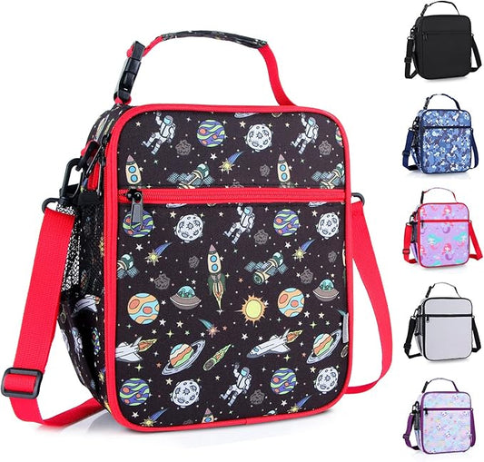 Kids Insulated Lunch Box Bag, Thermal Picnic Cool Bags with Adjustable Strap for Adults Children Women Men Boys Girls School Work (Planet01)