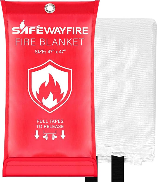 Safewayfire Emergency Fire Blanket - 1 Pack, 47'' x 47'' Fire Suppression Blanket for Kitchen, Fireproof Fiberglass Blanket for Home Safety, Swift Safe Fiberglass Fire Blankets