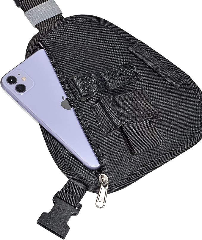Universal Radio Chest Pack, Walkie-Talkie Nylon Holder, Holster Case Pouch Front Pack Accessories for Baofeng UV5R Kenwood Yaesu Motorola Cobra Retevis Two Way Radio (Orange/Black, Large)