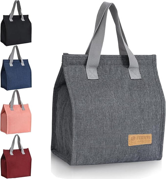 Lunch Bag for Women/Men,Waterproof Reusable Portable Lunch Tote,Lunch Box Bag.Thermal Cooler Bag Ideal for Work/Party/l/Travel/Picnic (Light Gray)