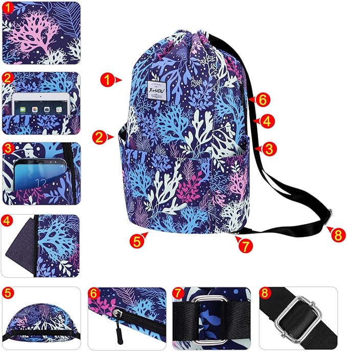 XEYOU Drawstring Sports Backpack Lightweight Gym Yoga Sackpack Shoulder Rucksack Casual Outdoor Daypack for Women and Men