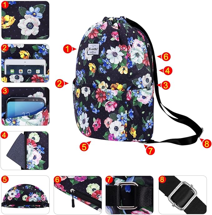 XEYOU Drawstring Sports Backpack Lightweight Gym Yoga Sackpack Shoulder Rucksack Casual Outdoor Daypack for Women and Men