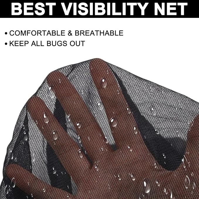 Mosquito Head Net Mesh, Bug Net for Head Mosquito Face Net for Outdoor Hiking Camping Fishing Mosquito and Insert Protection (4 Pack Black)