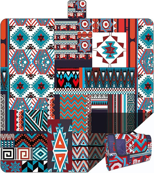 Picnic Blankets, 3-Layer Thicking Outdoor Camping Blanket, Extra Large 80"x 80" Outdoor Beach Blanket, Waterproof Lightweight Folding Portable Travel Blanket(Persia Red)