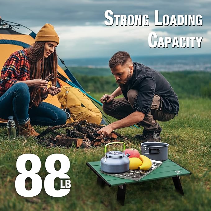 VILLEY Portable Mini Folding Beach Table, Ultralight Aluminum Side Table with Carry Bag for Camping, Picnics, and Outdoor Activities